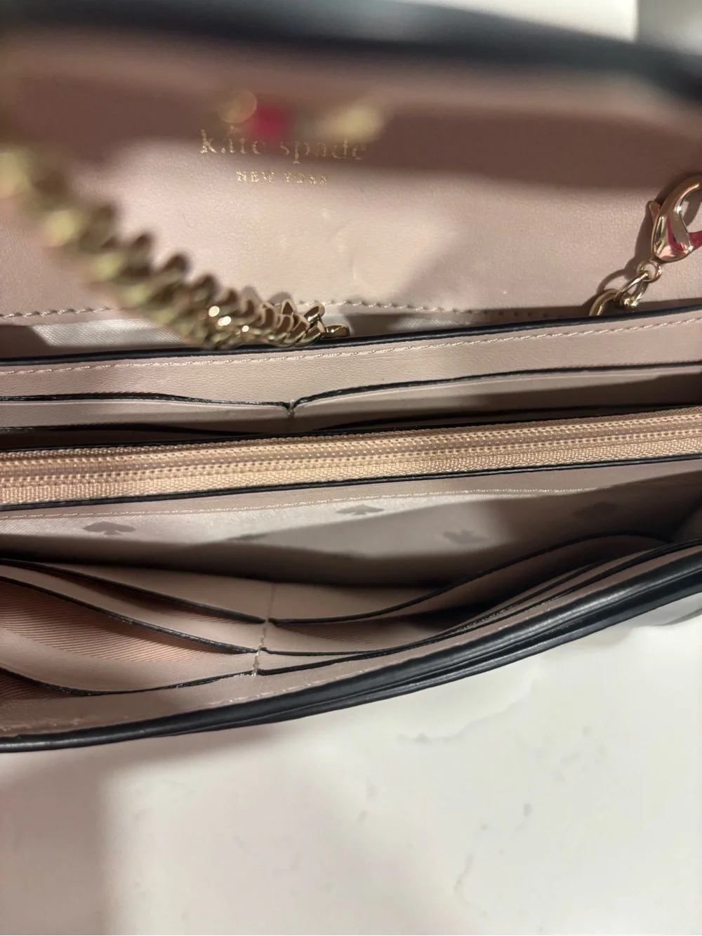 Kate Spade black scallop-edge leather purse